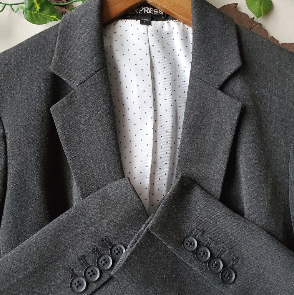 NWOT🔥EXPRESS Charcoal One-Button Notched Blazer - Picture 2 of 12